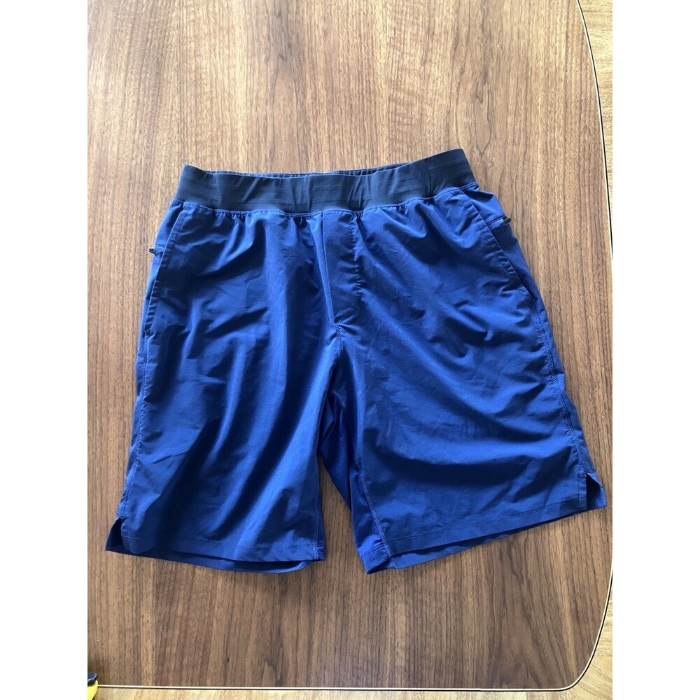 Fabletics Men Navy Lined Athletic Running Training Shorts Size Small Zip Pockets